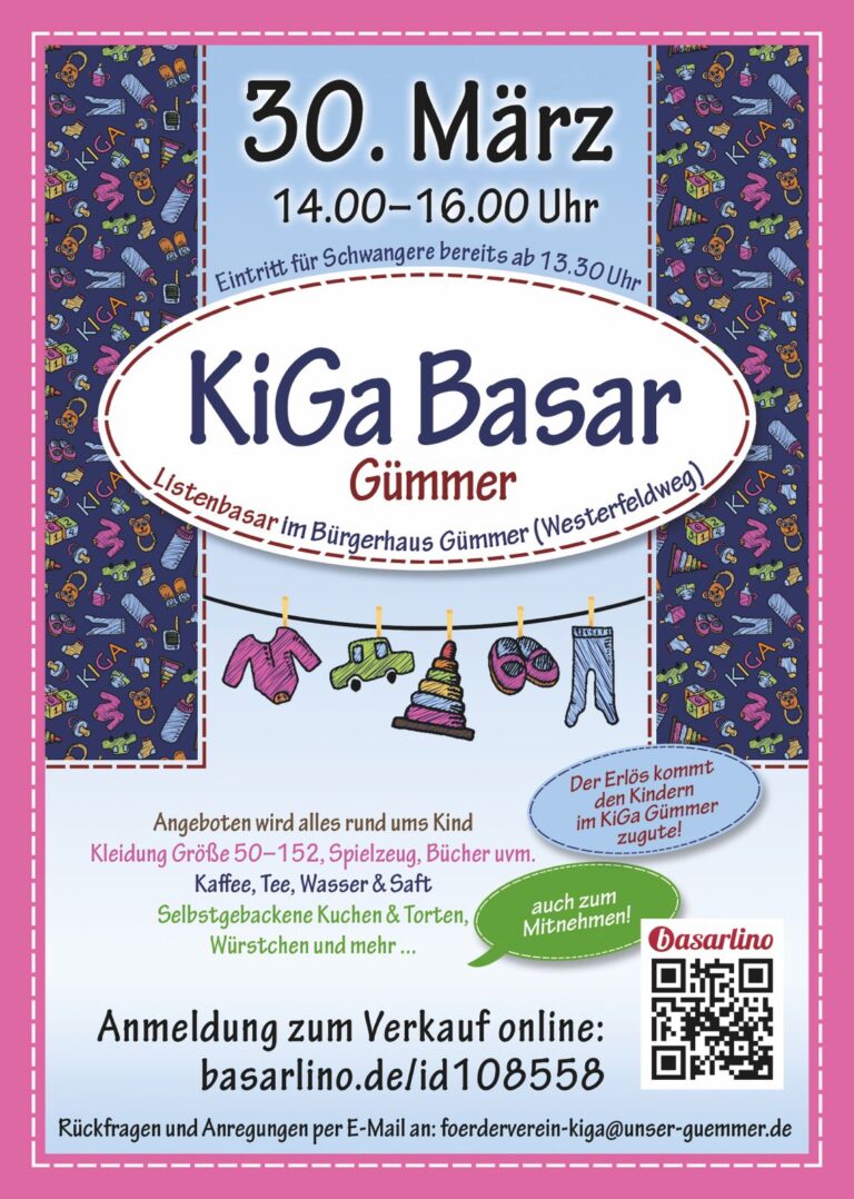 Mehr über den Artikel erfahren KiGa Basar Gümmer am 30. März